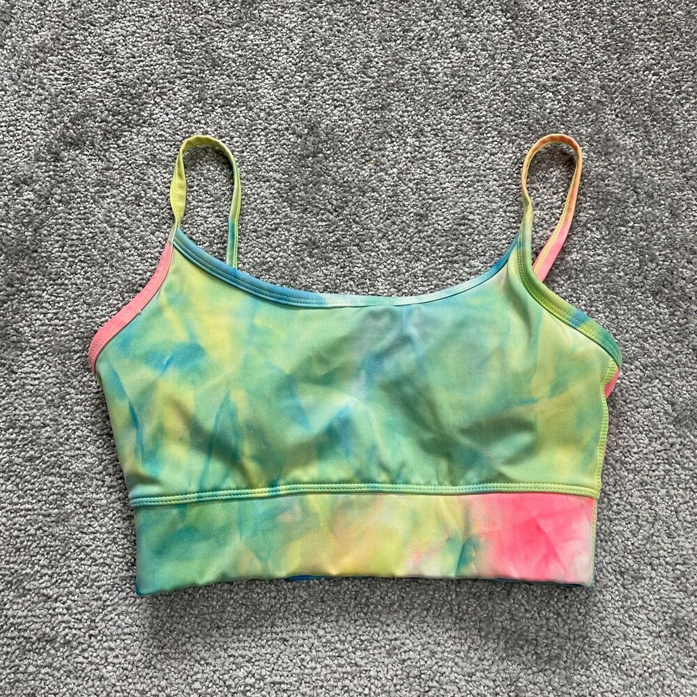 Zenana Sports Tank Top Women's Small Multicolor Tie Dye Spaghetti Strap Padded
